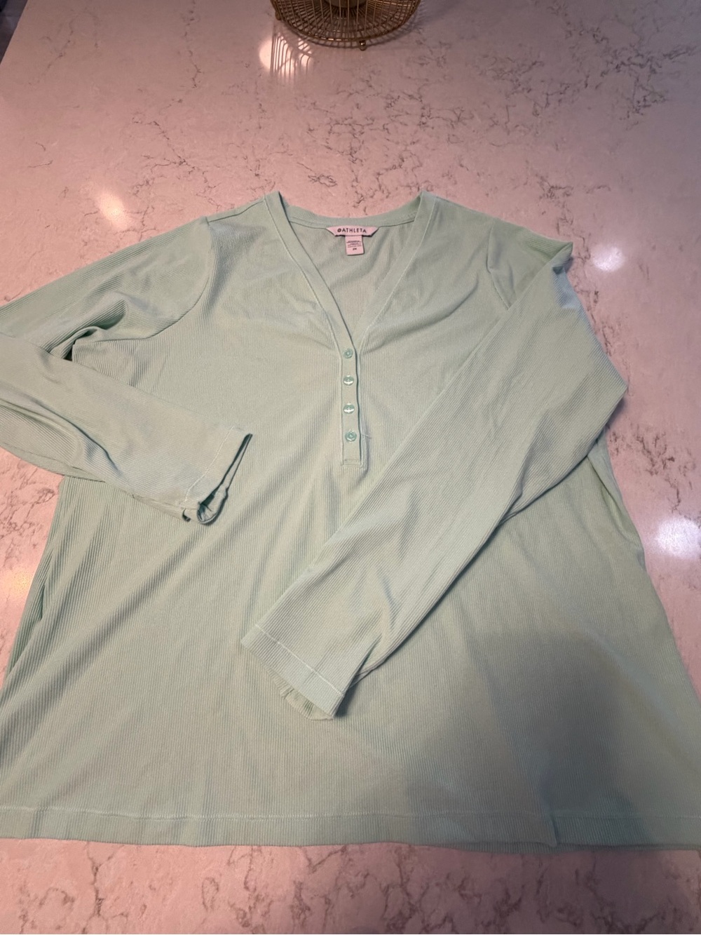 Athleta Mint Green Long Sleeve Henley Top 2x NWOT